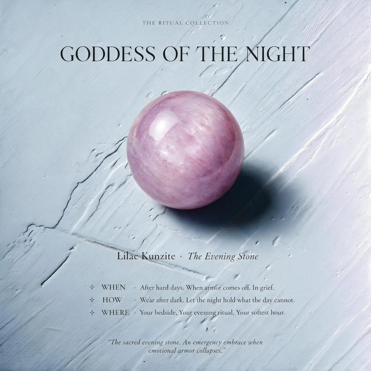 Lilac kunzite ritual intention bracelet for emotional restoration and evening comfort — Heart Chakra by Ember Quiet.
