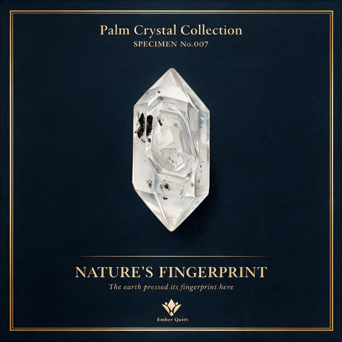 Natural quartz pocket crystal showing deep Nature's Fingerprint striations