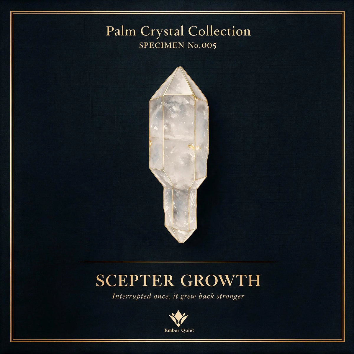 Clear quartz pocket crystal displaying Scepter Growth formation